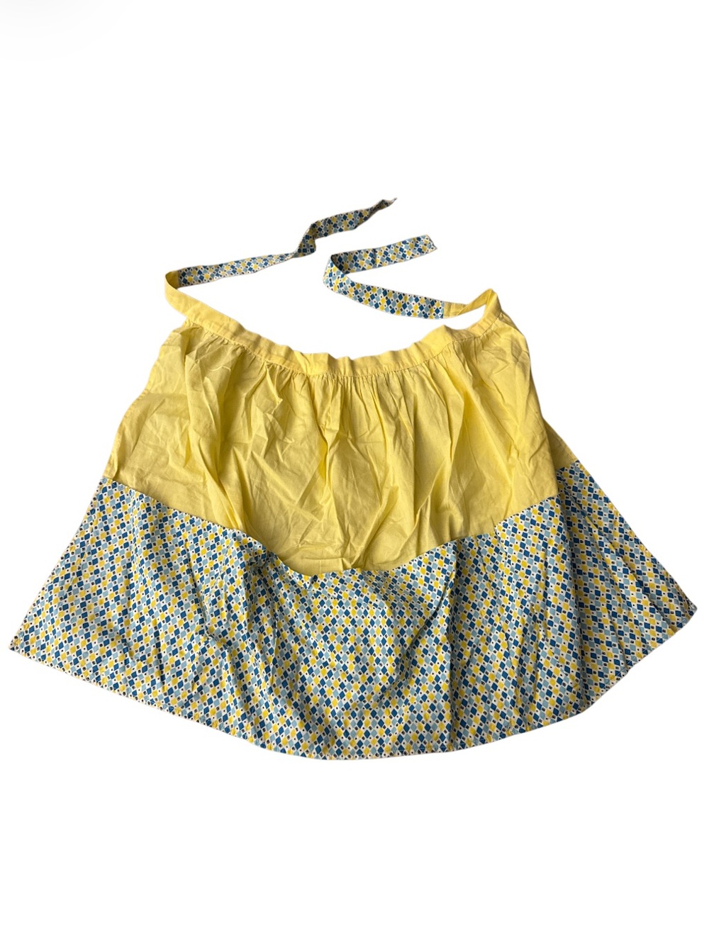 Waitress 50’s RARE! VTG Yellow Two-Tone Circle Skirt Pattern Smock Apron - XS